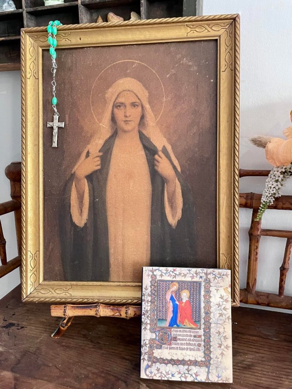 Vintage Catholic Devotional Collection: Print, Book of Hours & Rosary